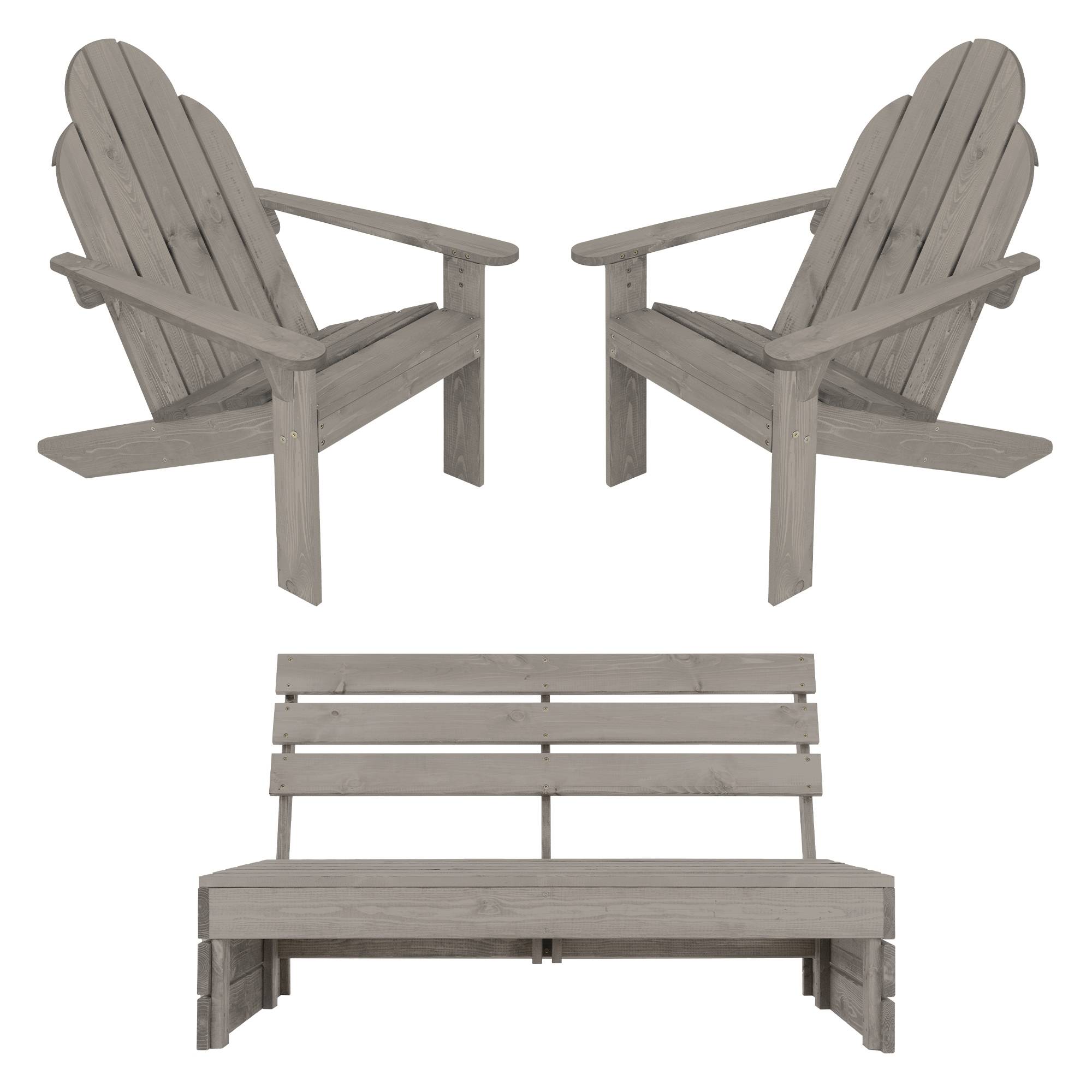 Banc 3 Places Dossier Haut Banc De Jardin 3 Places ECD Germany - Bois Pin/Épicéa 120x76.5x80cm, Gris Délavé Banc Déco Gris Délavé Classique