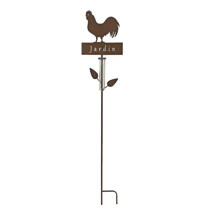 La Grande Prairie - Pluviomètre coq métal à planter jardin 22x6x110cm - Image 6