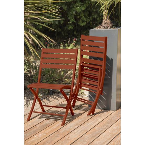 Dcb Garden - Chaise de jardin pliante en aluminium rouge L.46 x l.41 x H.82 cm DCB GARDEN - Image 4