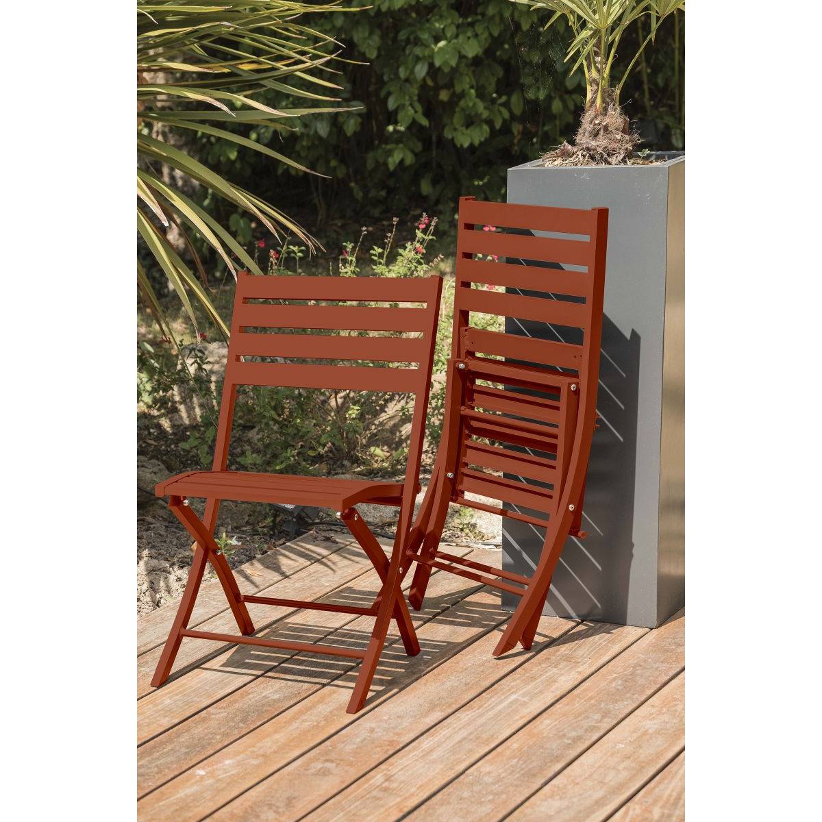 Dcb Garden - Chaise de jardin pliante en aluminium rouge L.46 x l.41 x H.82 cm DCB GARDEN - Image 4