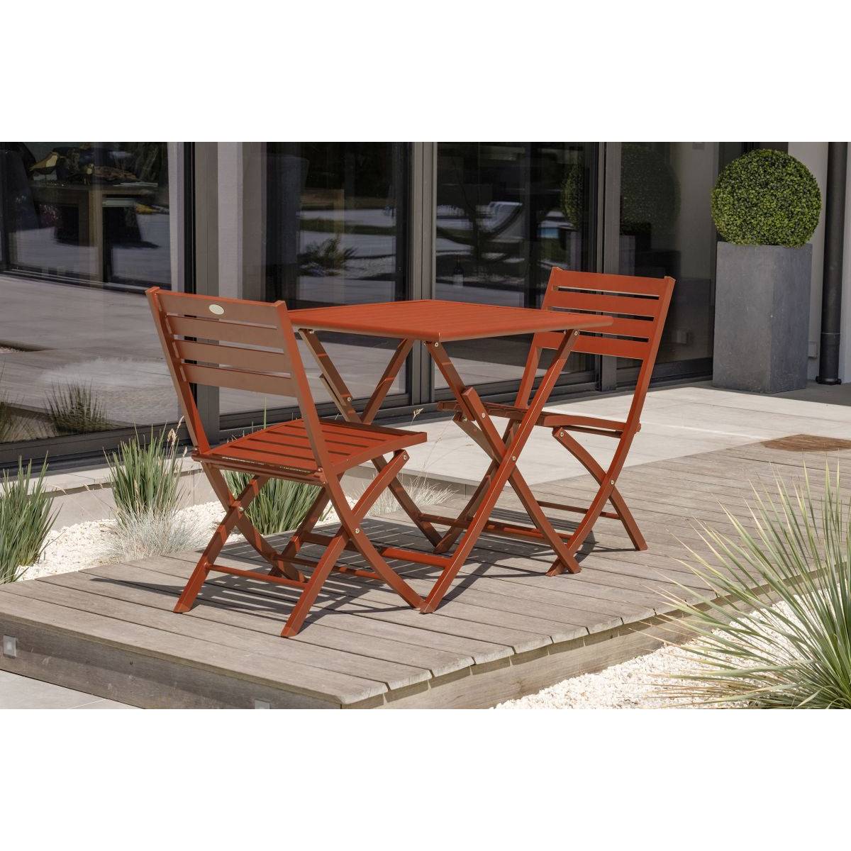 Dcb Garden - Chaise de jardin pliante en aluminium rouge L.46 x l.41 x H.82 cm DCB GARDEN - Image 6
