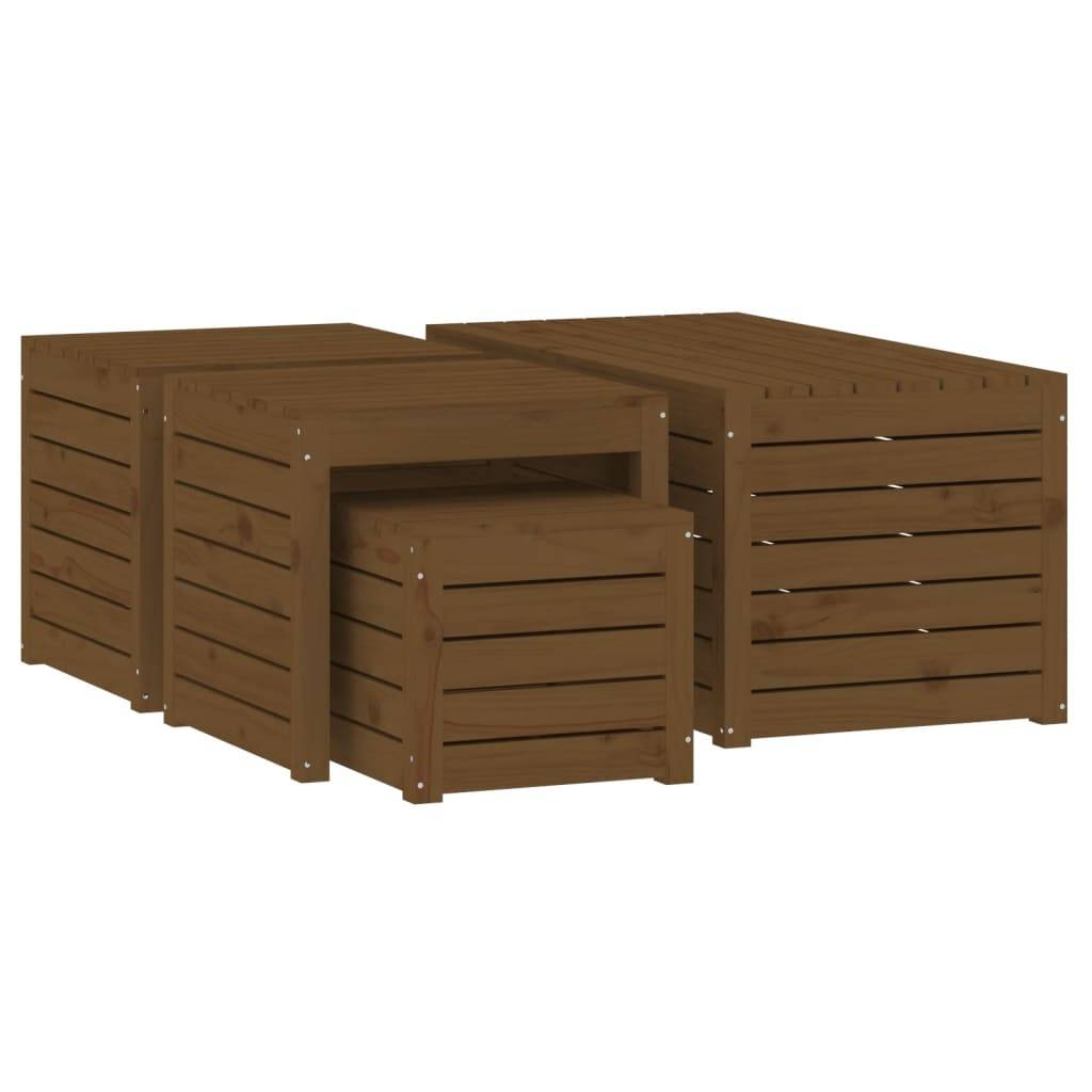Helloshop26 - Ensemble de boîtes coffre de jardin 4 pièces bois pin massif marron miel - Imagen 3
