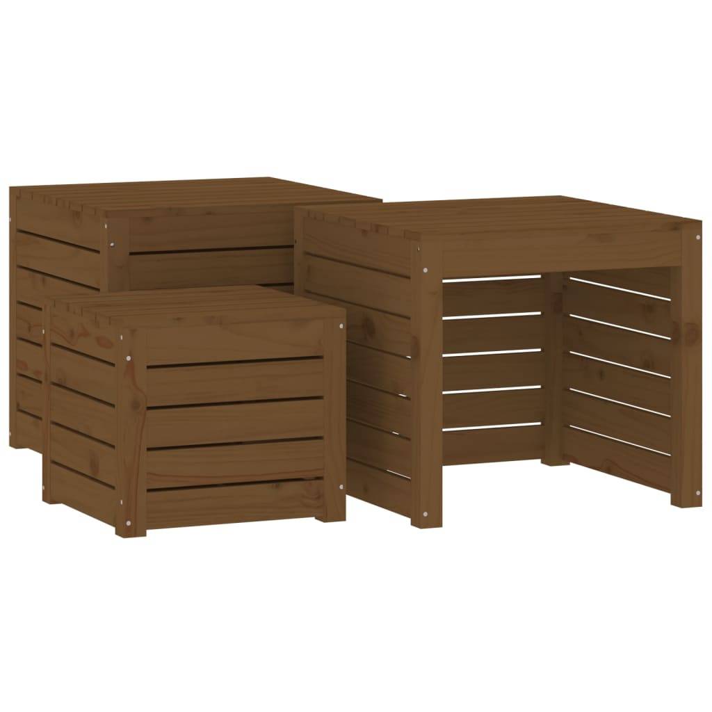 Helloshop26 - Ensemble de boîtes coffre de jardin 4 pièces bois pin massif marron miel - Imagen 5