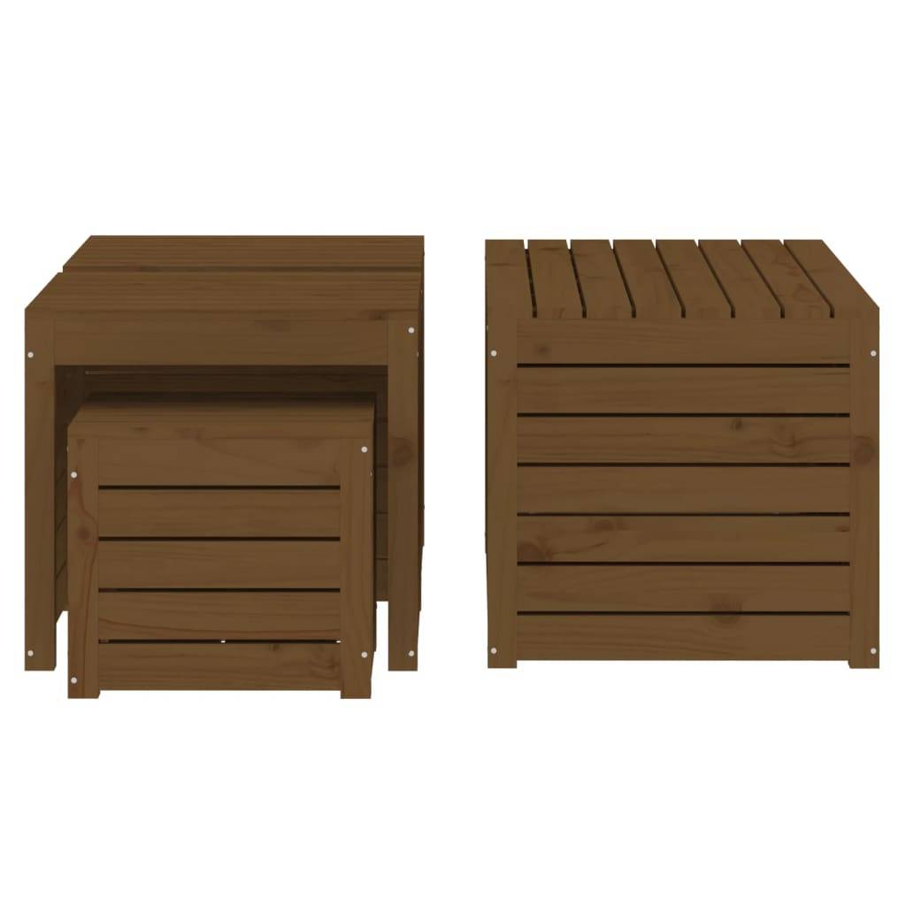 Helloshop26 - Ensemble de boîtes coffre de jardin 4 pièces bois pin massif marron miel - Imagen 4