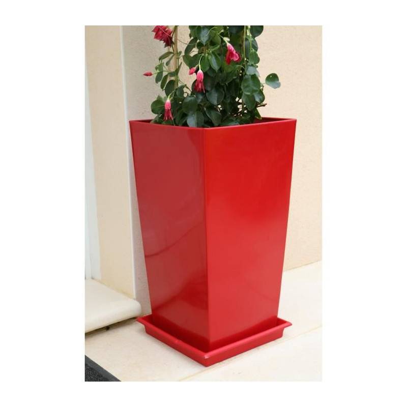 Riviera - Riviera Pot De Fleurs Nuance - Carre - 38 X 38 X H 69 Cm - 67 L - Rouge - Imagen 2