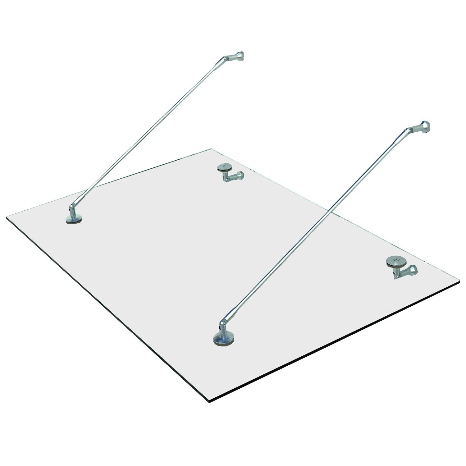 Auvent en verre trempé, inox 304, verre clair, 150 x 90 cm - Image 1