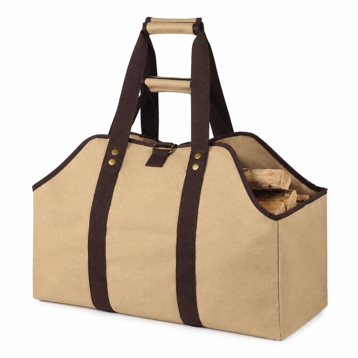 Sac Porte-Bûches Toile Imperméable Poignées et Bandoulière
