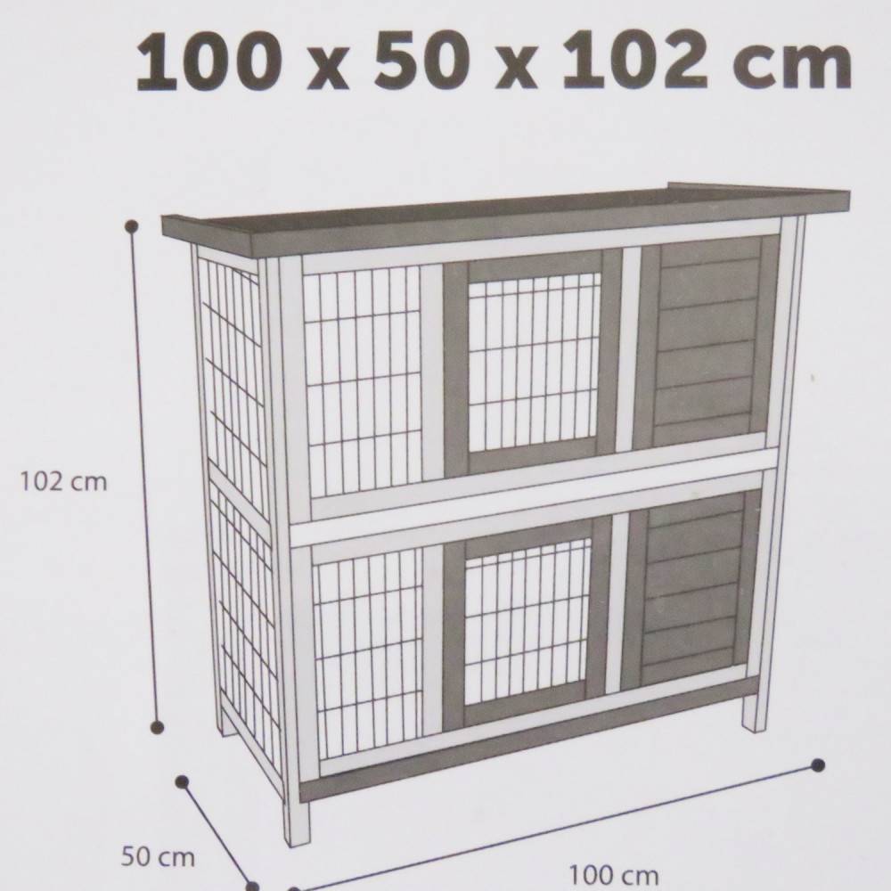 animallparadise - Lapinière bois Combi 1 rustic, 100 x 50 x 102 cm attention cotation toiture - Imagen 6