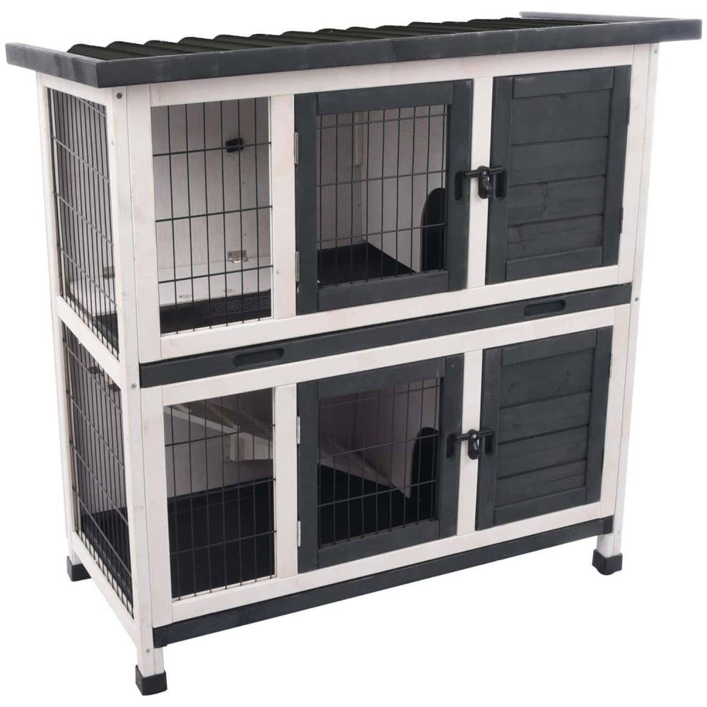 animallparadise - Lapinière bois Combi 1 rustic, 100 x 50 x 102 cm attention cotation toiture - Imagen 2
