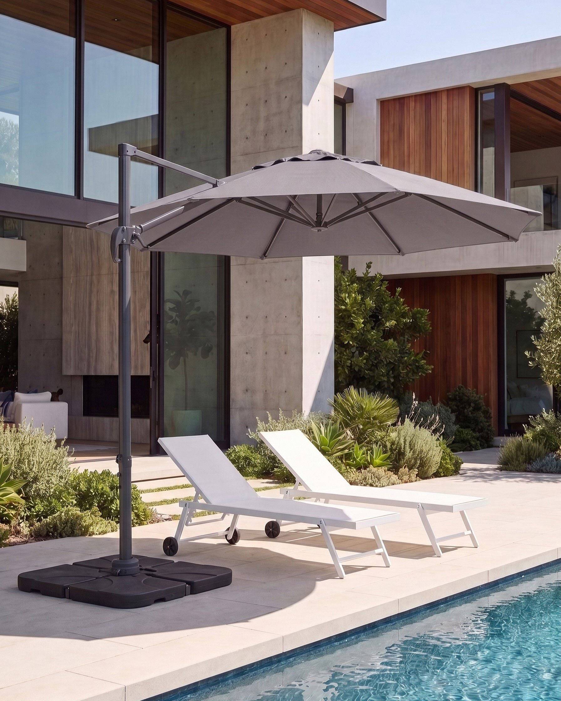 Beliani - Parasol déporté Tissu Gris foncé SAVONA - Beliani - Imagen 1
