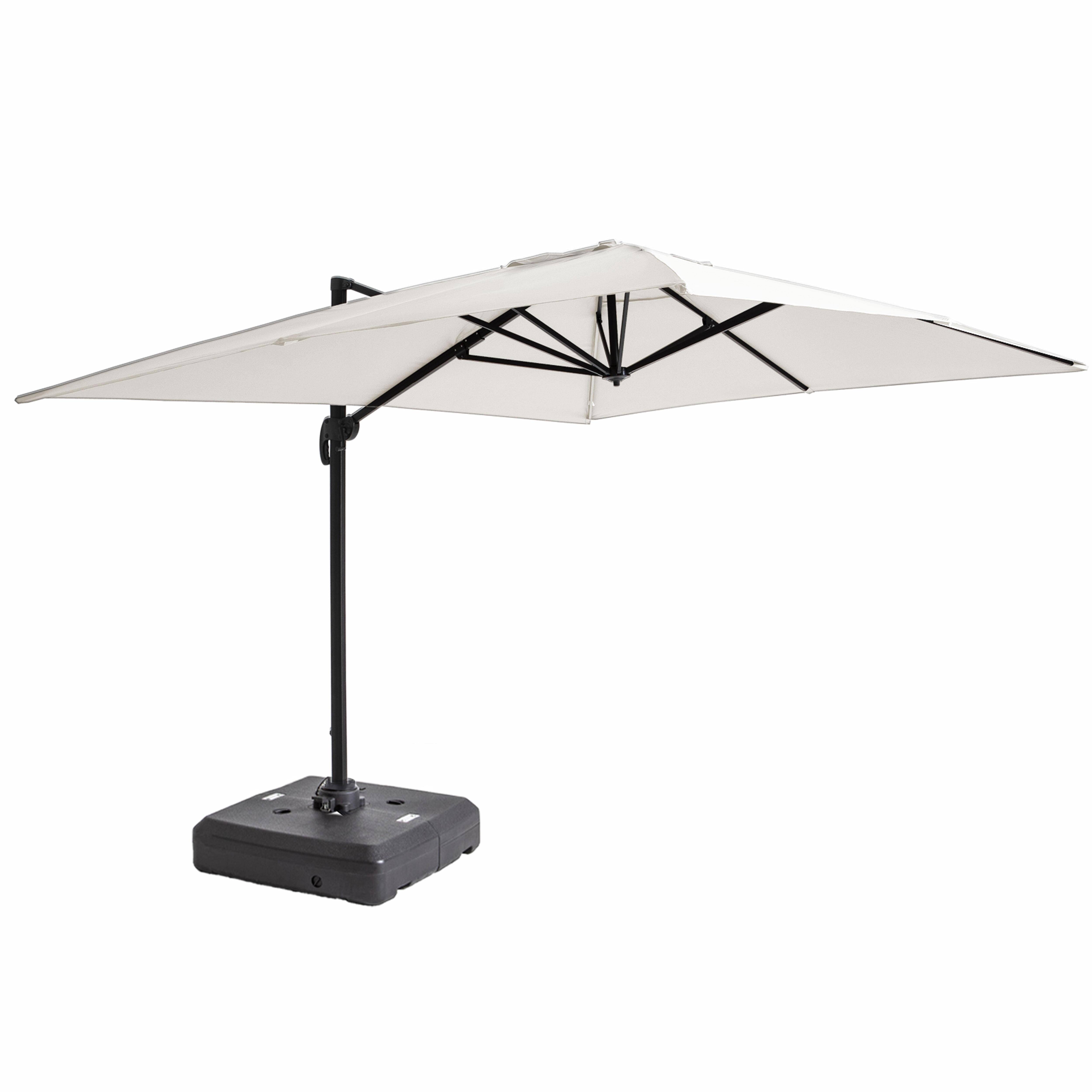 Oviala - Parasol déporté 4x3 m 360° inclinable + à lester sur roues blanc Caserta - Oviala - Imagen 1