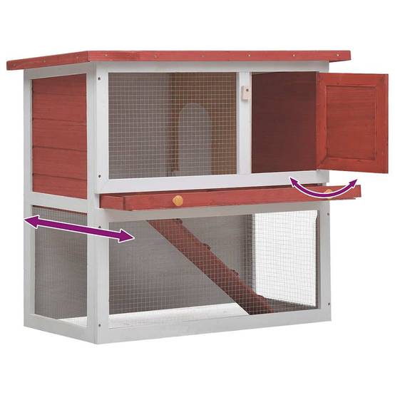 Vidaxl - Clapier d'extérieur 1 porte Rouge Bois vidaXL 170833 - Imagen 6