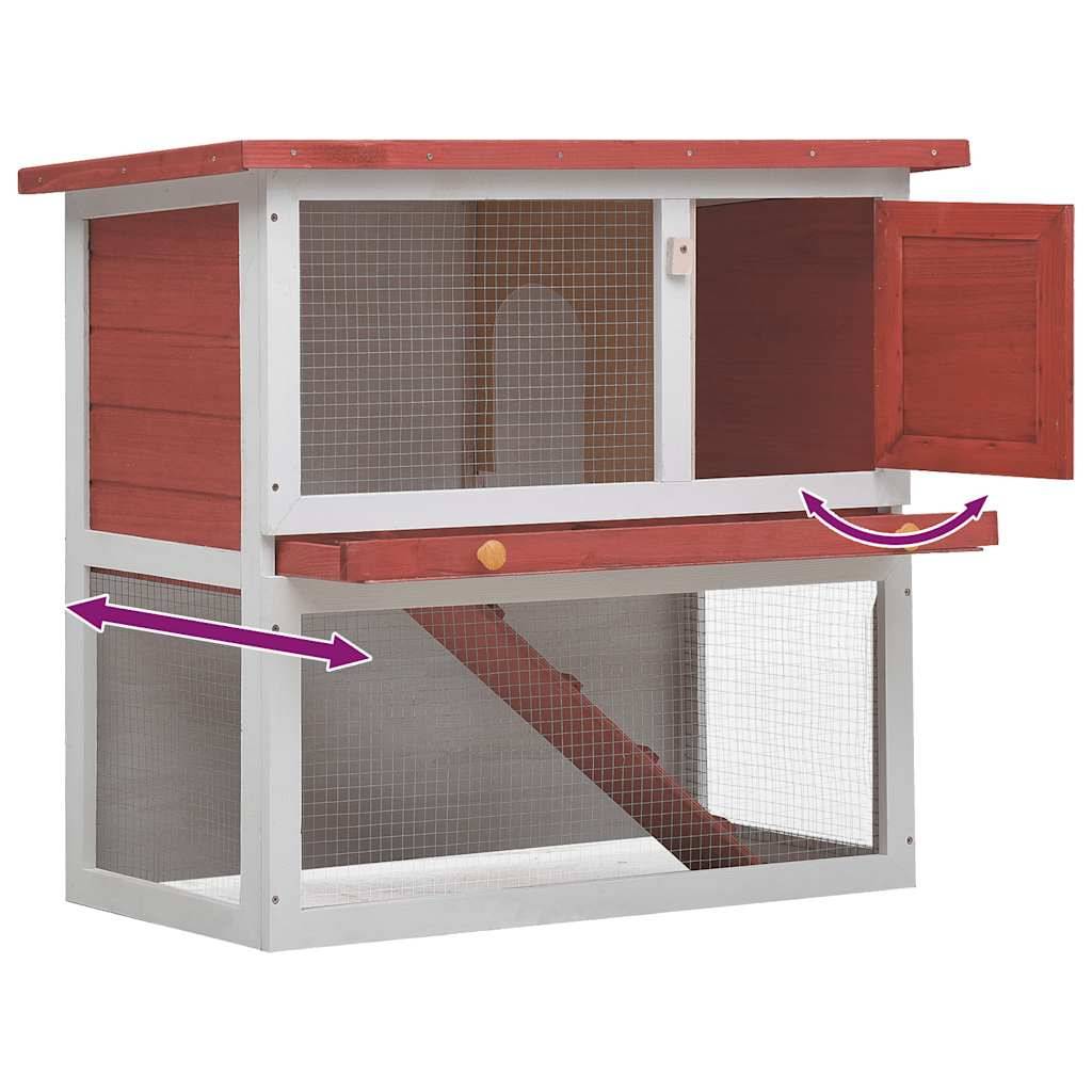 Vidaxl - Clapier d'extérieur 1 porte Rouge Bois vidaXL 170833 - Imagen 6