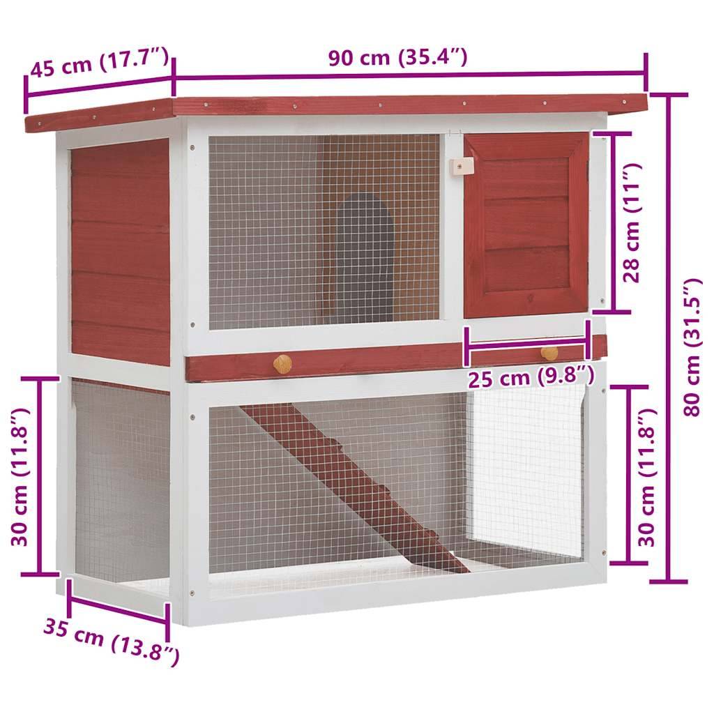 Vidaxl - Clapier d'extérieur 1 porte Rouge Bois vidaXL 170833 - Imagen 3