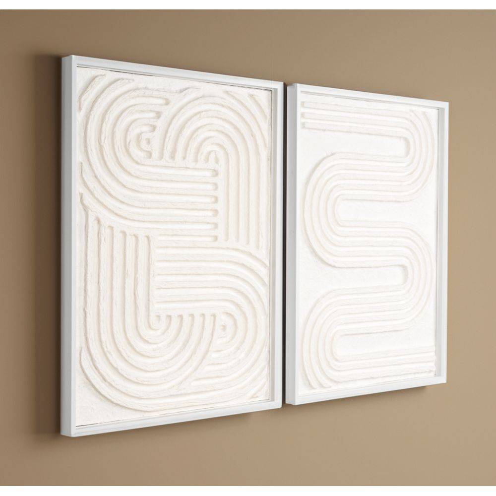 Aubry Gaspard - Cadres en bois blanc motifs abstraits papier maché (Lot de 2) - Imagen 2