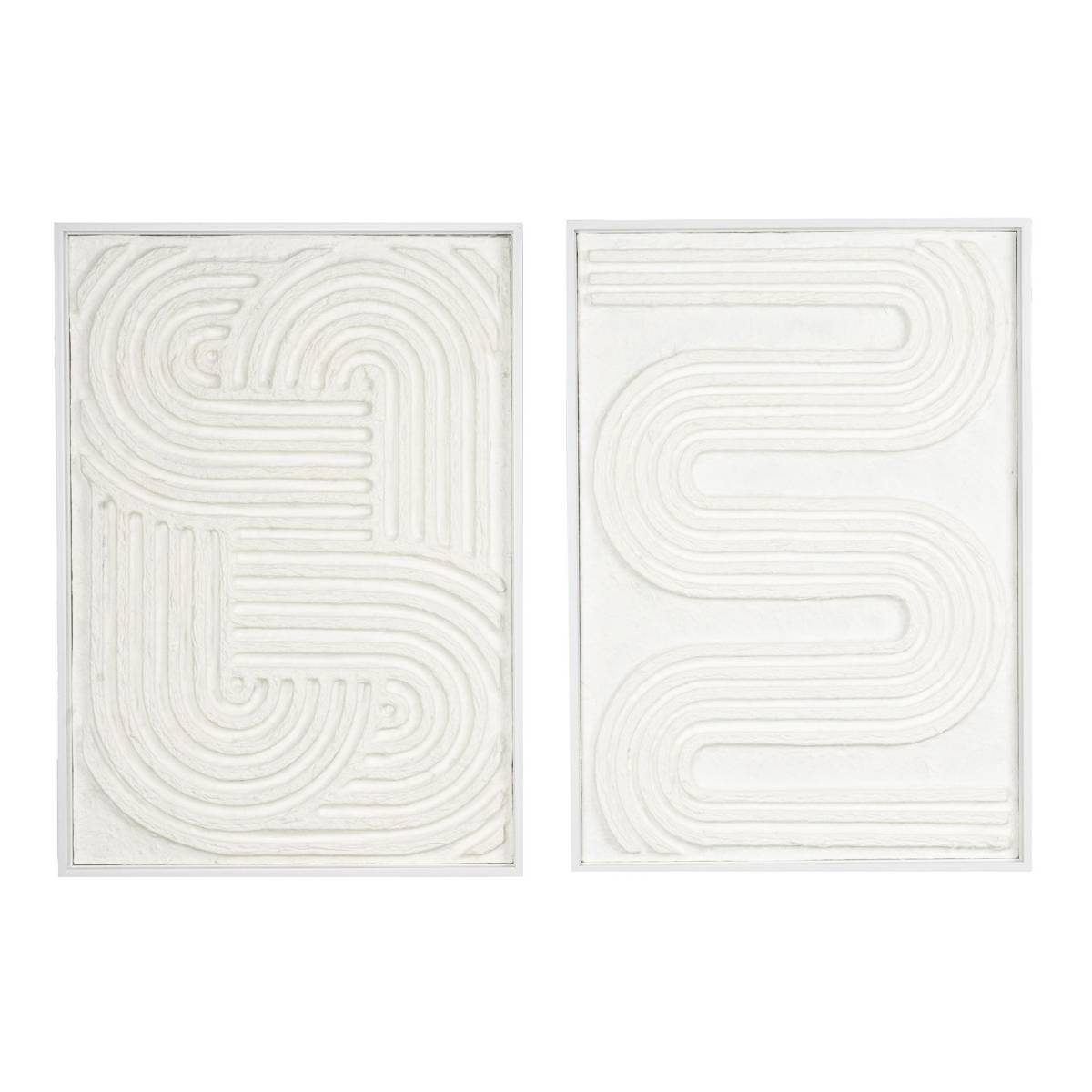 Aubry Gaspard - Cadres en bois blanc motifs abstraits papier maché (Lot de 2) - Imagen 1