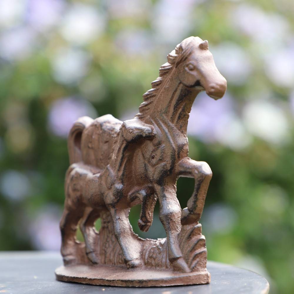 Figurine cheval en fonte marron 17 x 16 cm Chemin de campagne - Imagen 4