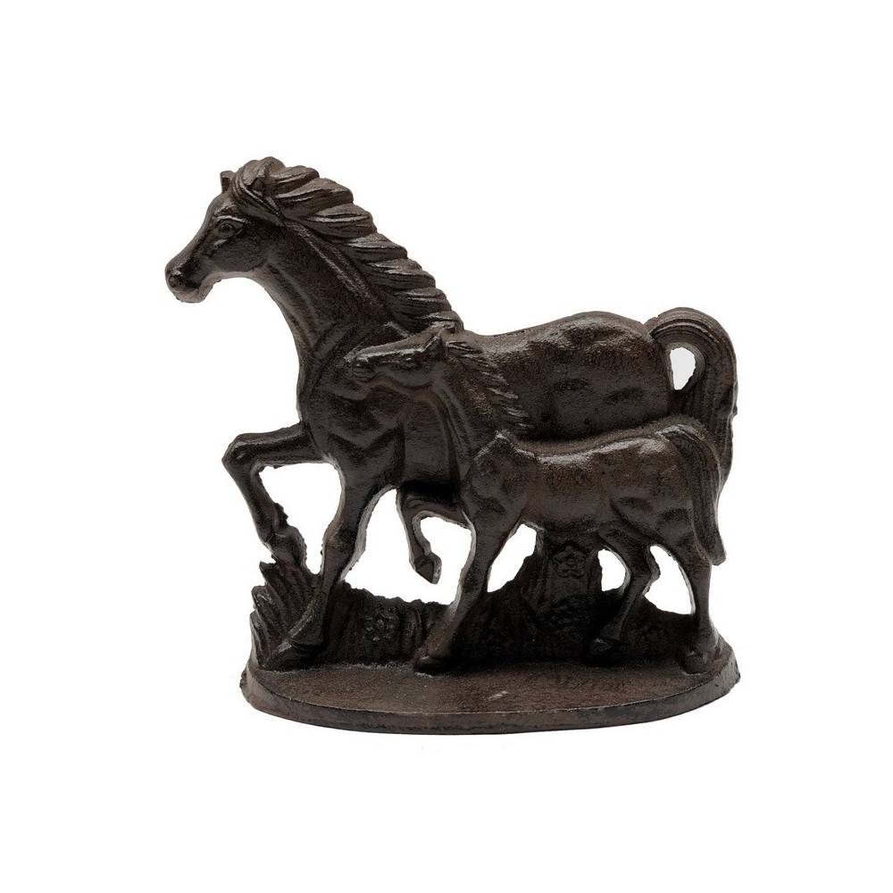 Figurine cheval en fonte marron 17 x 16 cm Chemin de campagne - Imagen 1