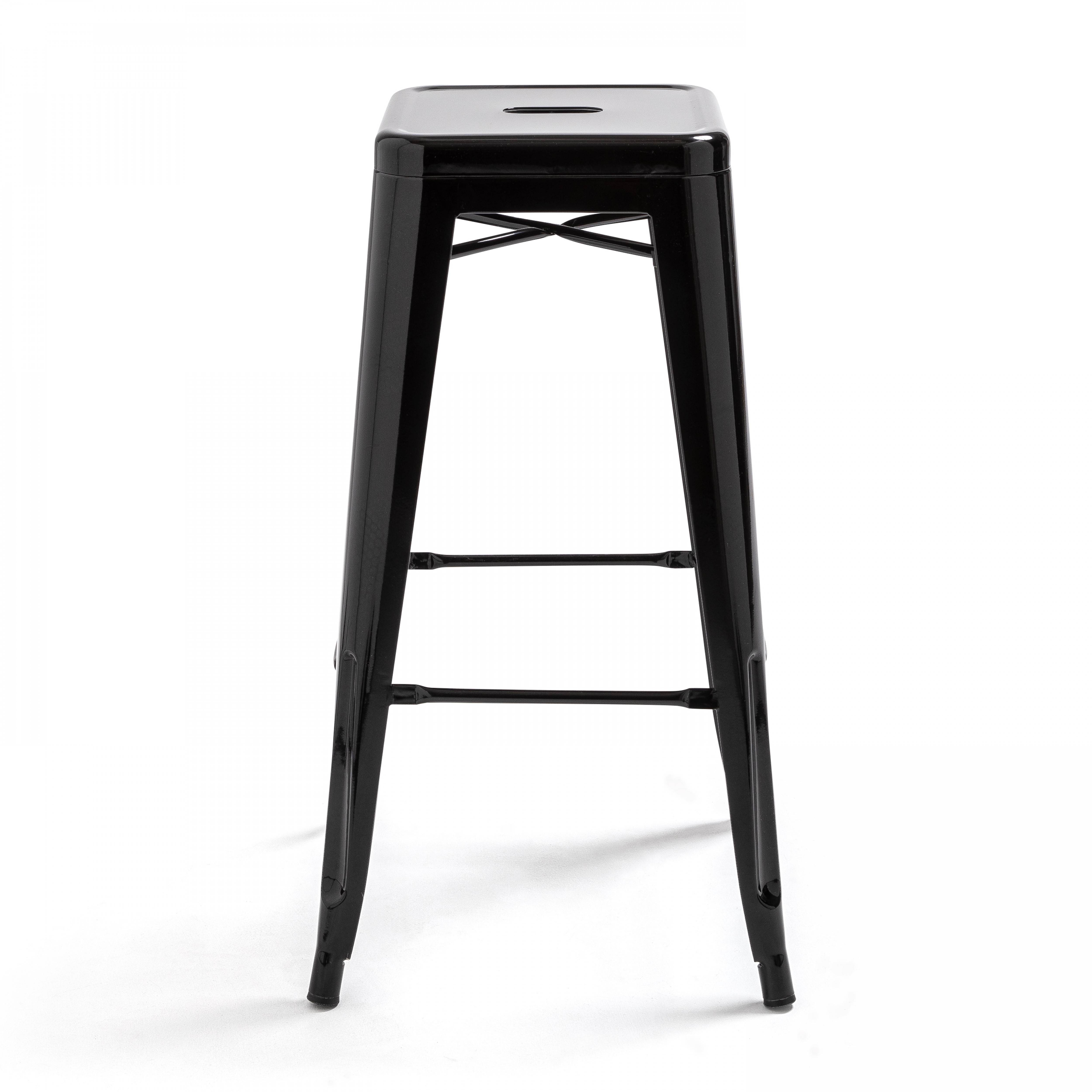 Oviala - Tabouret de bar en métal brillant noir Indus - Oviala - Imagen 2