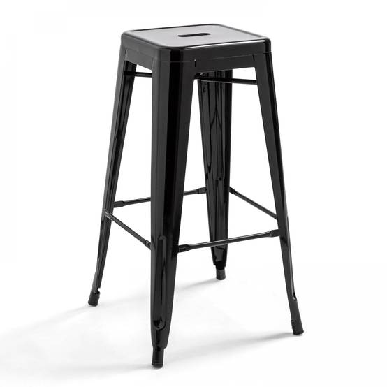 Oviala - Tabouret de bar en métal brillant noir Indus - Oviala - Imagen 1