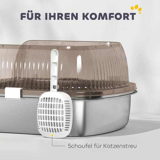 Bac à litière acier inoxydable intérieur hygiène bords hauts anti-fuite 53cm gris anthracite - ComfortXL Outdoor Living - Image 8
