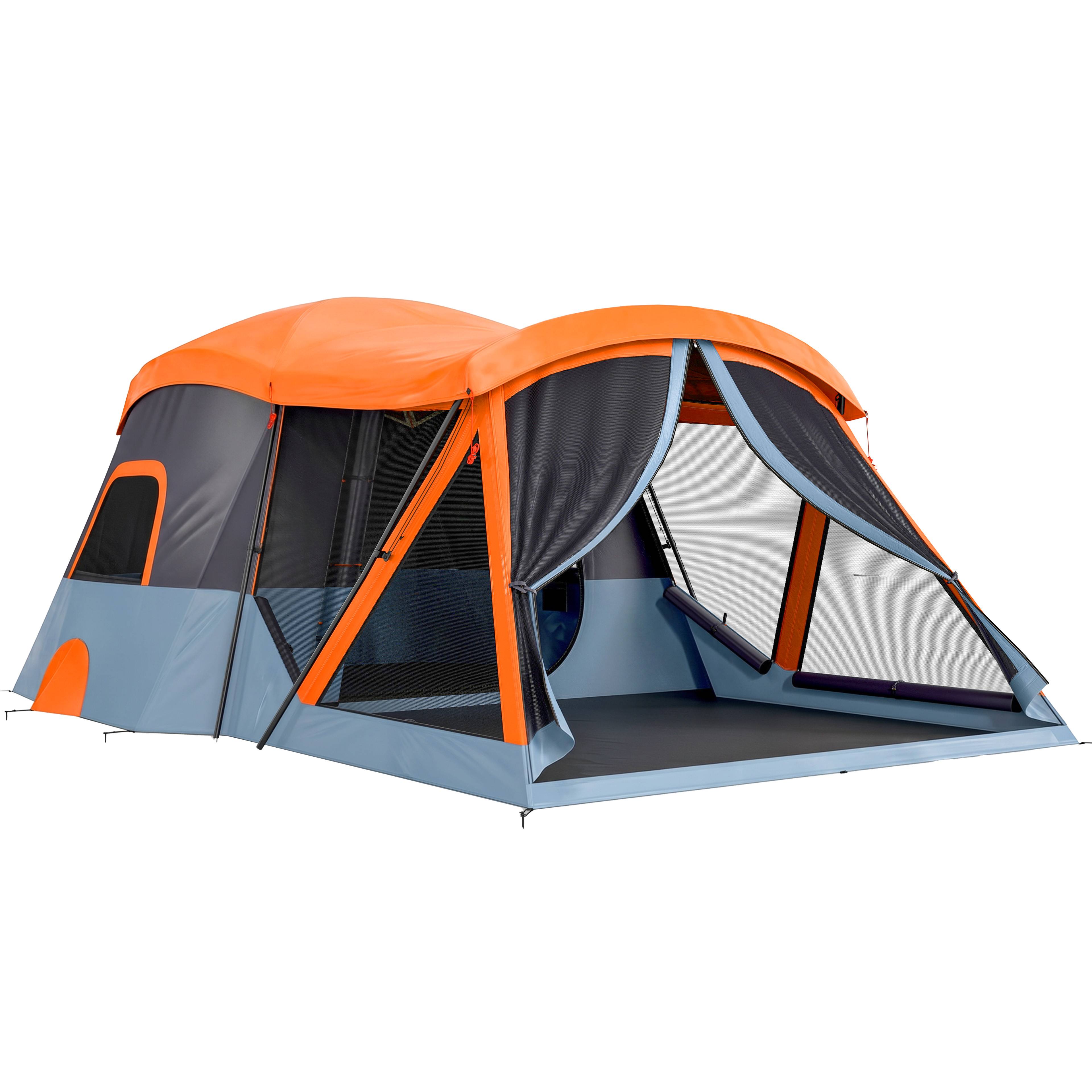 ComfortXL - Tente tunnel familiale polyester orange bleu 2 à 4 personnes hauteur 220 cm étanche 3000 mm pour camping - Image 10