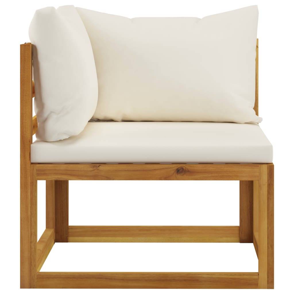 Helloshop26 - Salon de jardin meuble d'extérieur ensemble de mobilier 5 pièces avec coussin crème bois d'acacia solide - Imagen 5