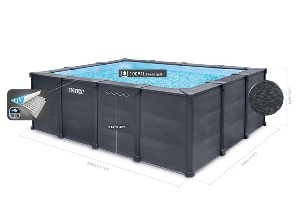 Piscine tubulaire Graphite rectangulaire 4,00 x 3,00 x 1,24 m - Intex - Image 6