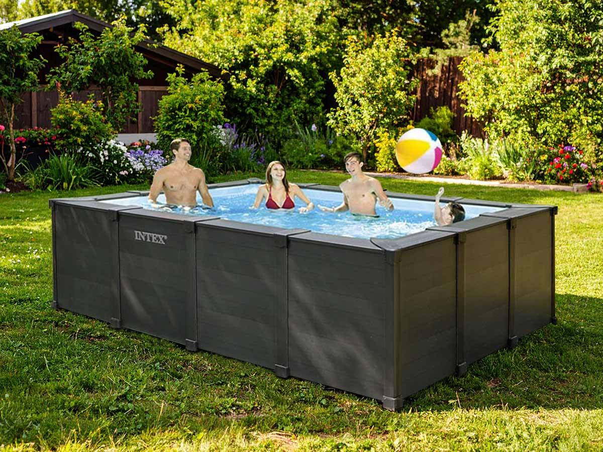 Piscine tubulaire Graphite rectangulaire 4,00 x 3,00 x 1,24 m - Intex - Image 2