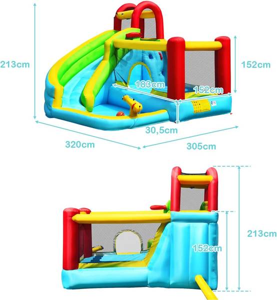 Structure Gonflable 6 en 1 avec Toboggan Charge 135kg pour 3 Enfants 3-10 Ans(sans souffleur) - Image 4