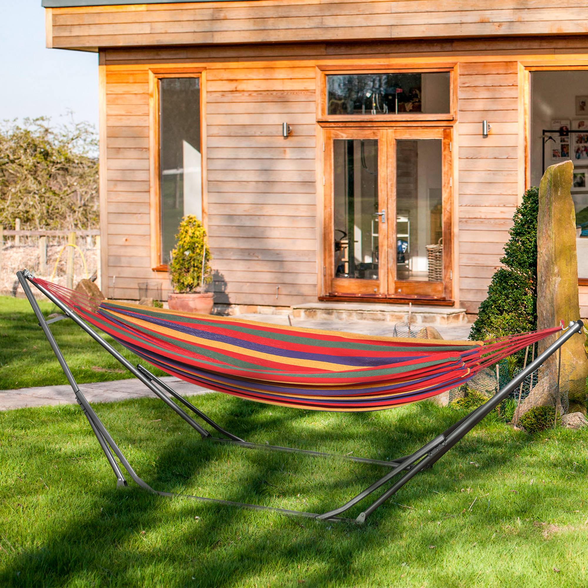Support de hamac acier noir 290 x 92 x 88 cm - PANGIVO - Image 4