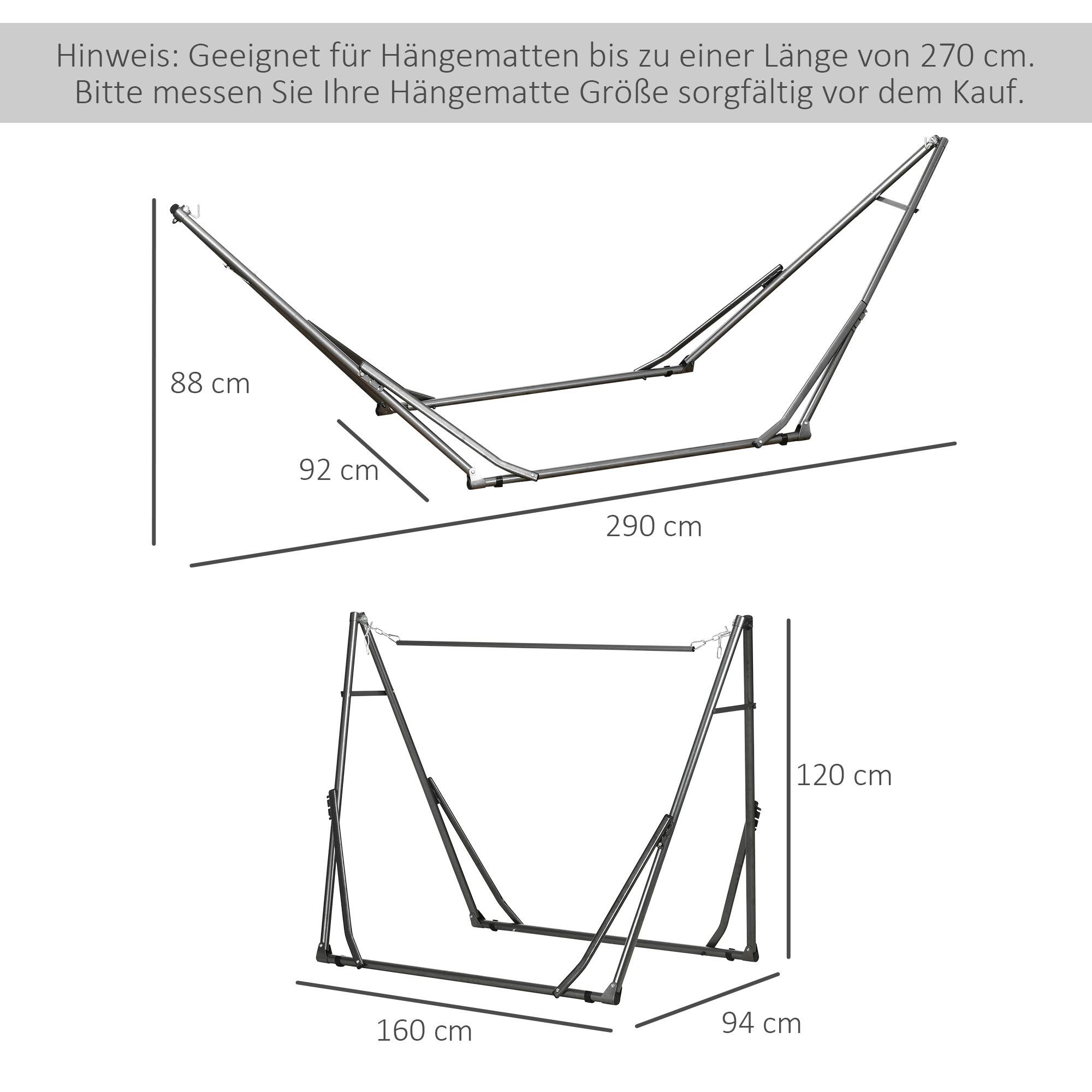 Support de hamac acier noir 290 x 92 x 88 cm - PANGIVO - Image 5