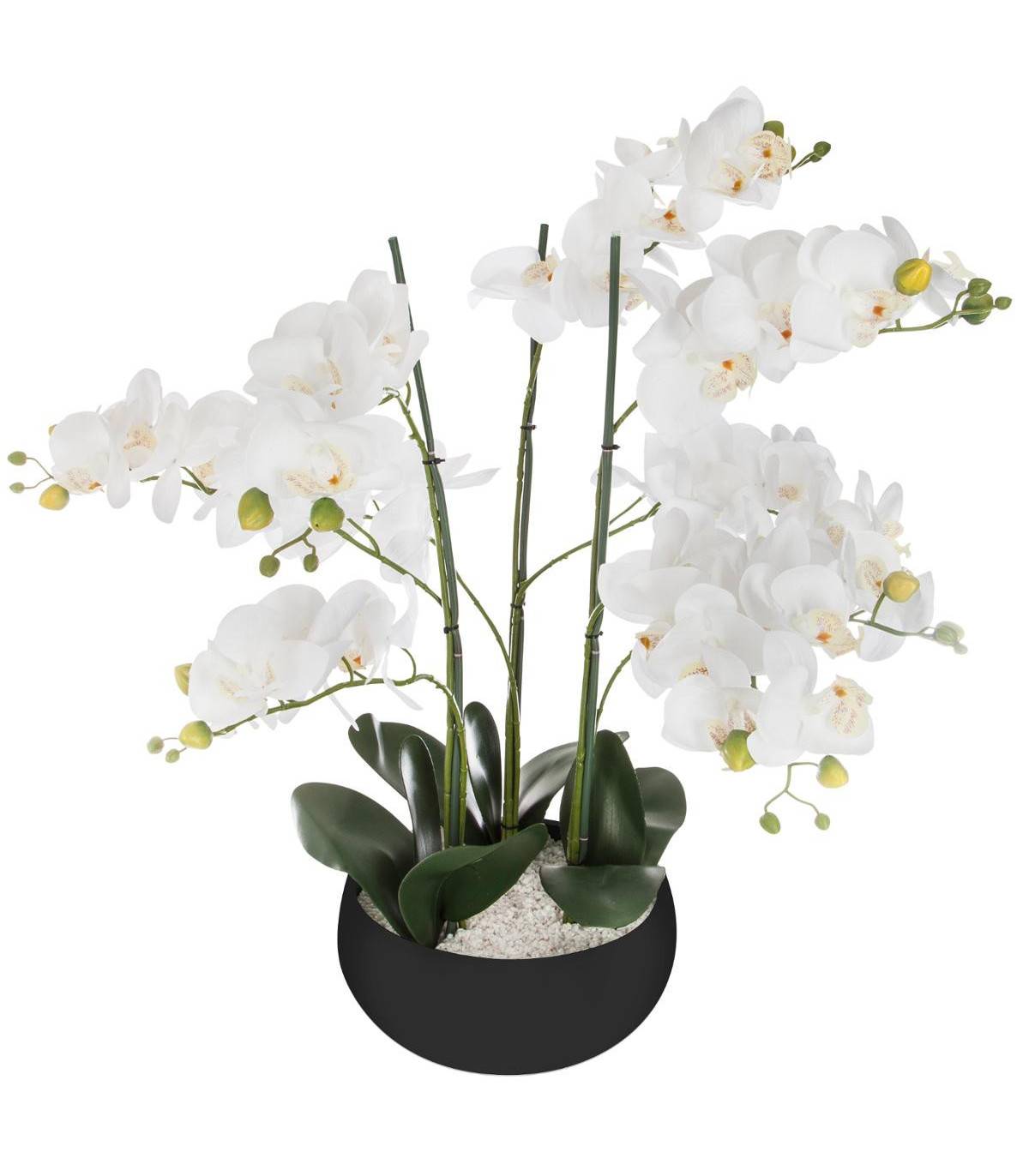 Plante artificielle Orchidée dans Pot en céramique noire H 62 cm - Image 1