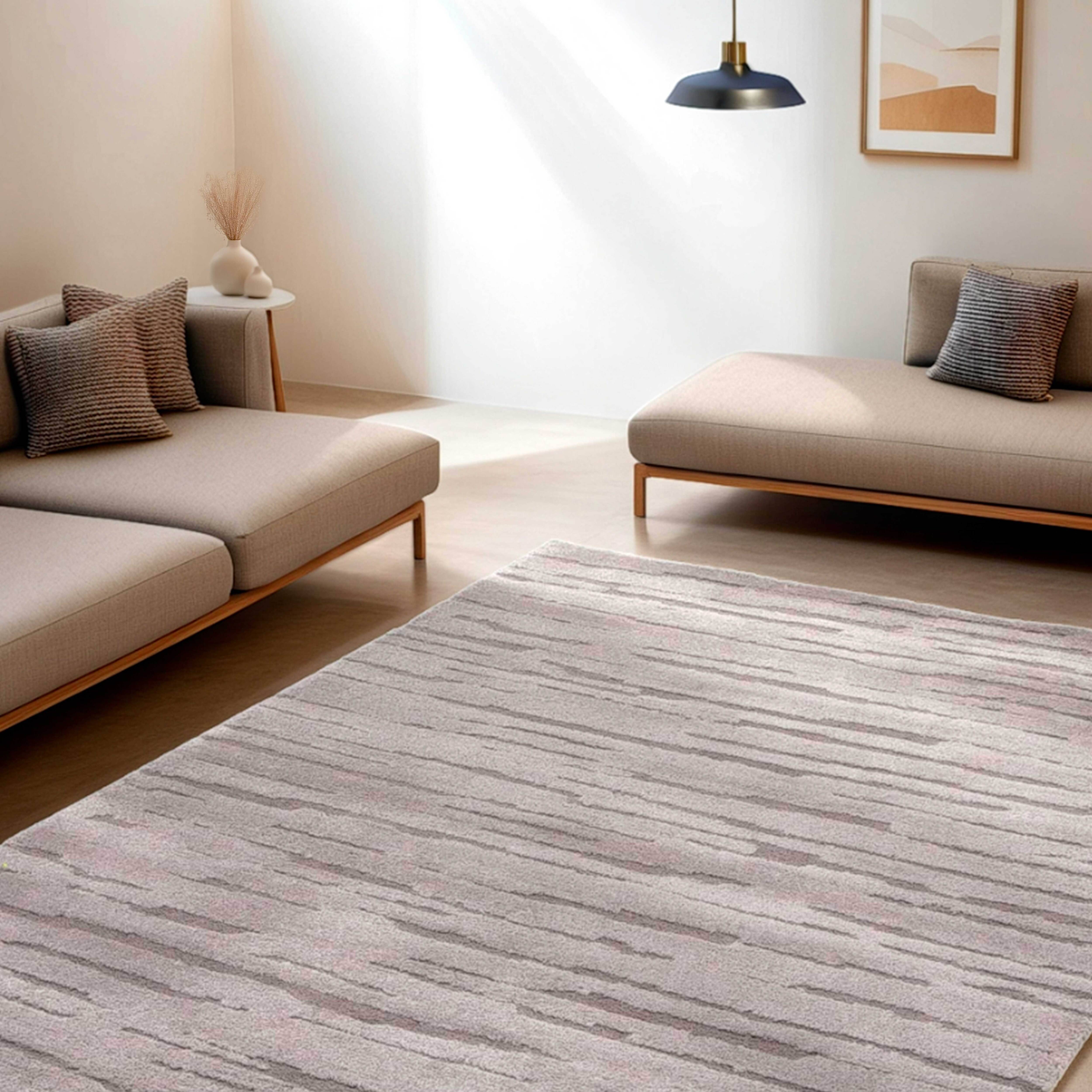 Oviala - Tapis rectangulaire à poils ras motif uni gris 160 x 230 cm Fauve - Oviala - Imagen 2