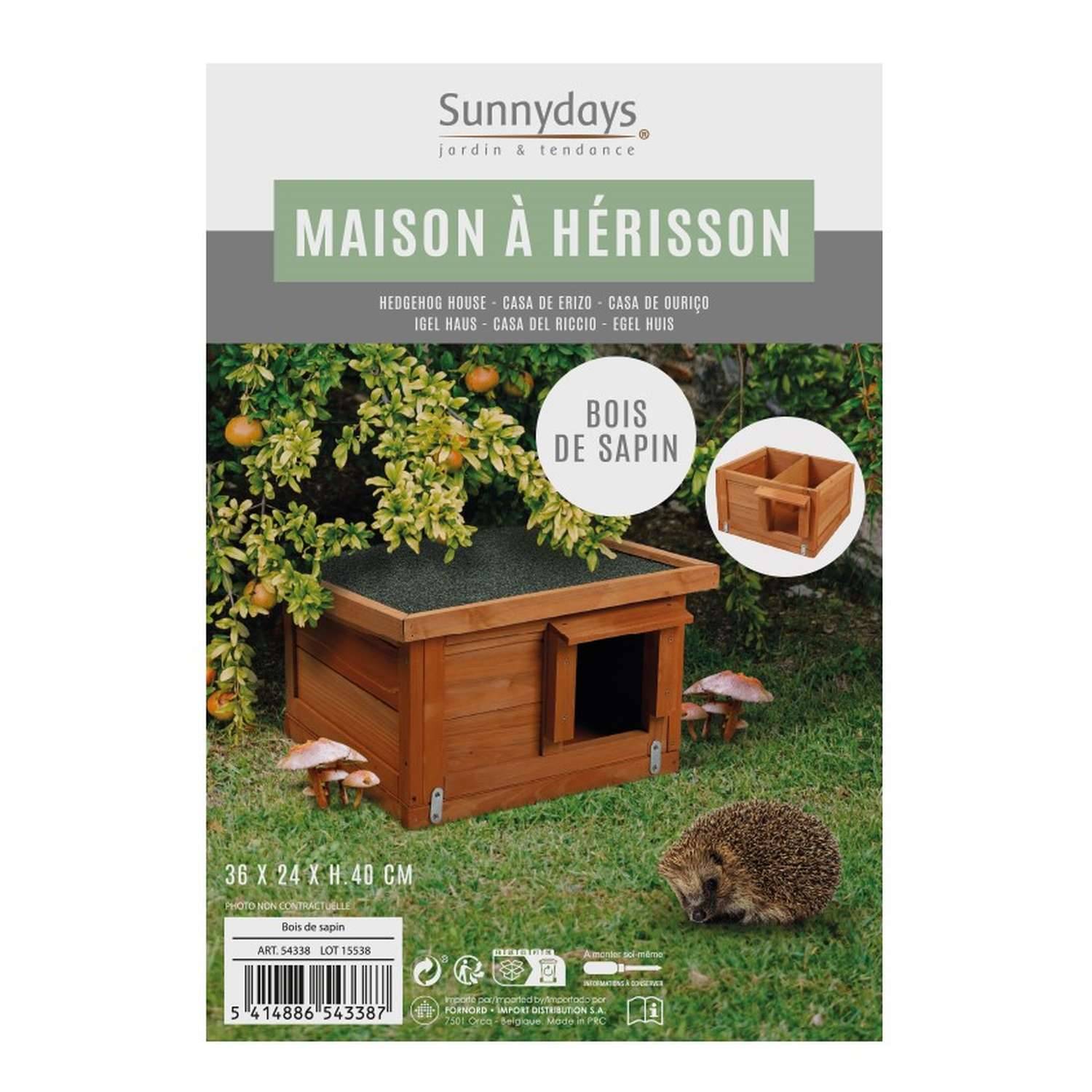 Sans Marque - Maison à hérisson en bois naturel - Toilinux - Imagen 2