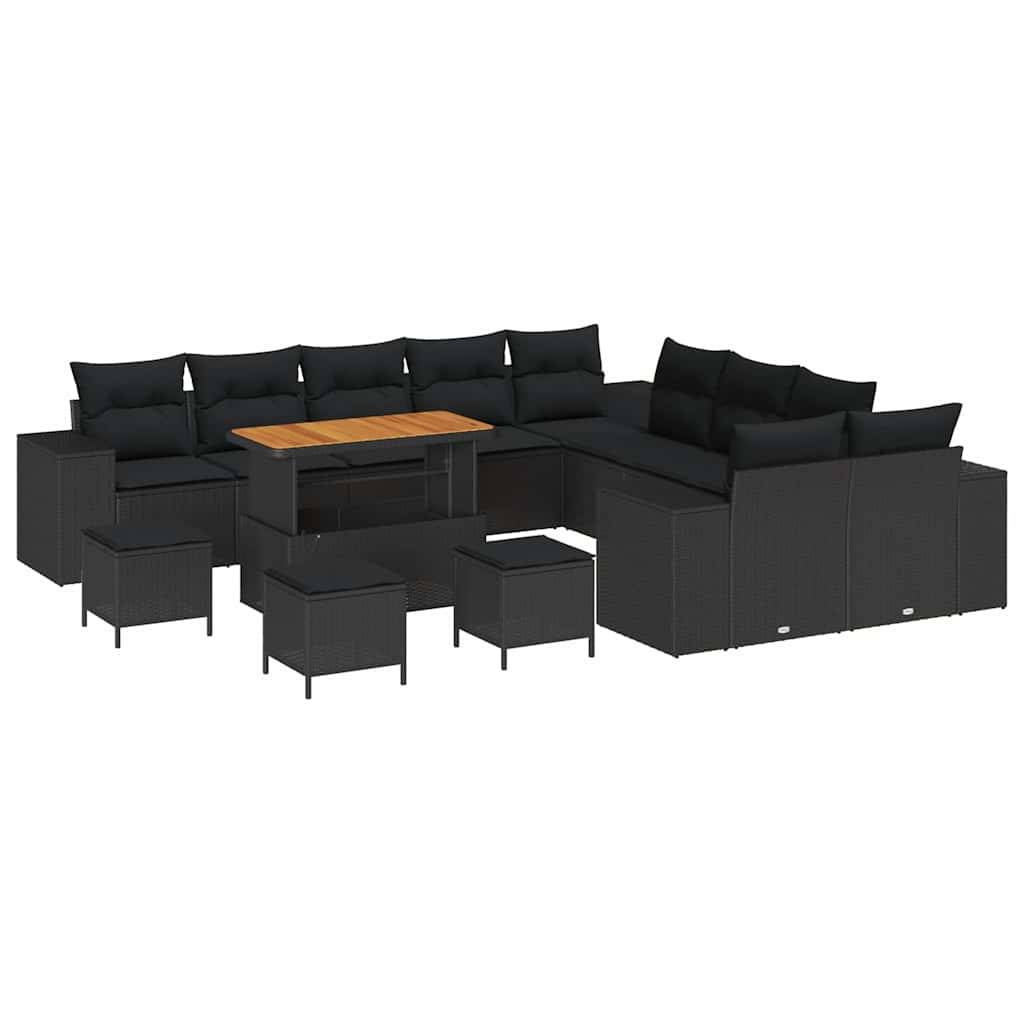Salon de jardin 13 places acacia et polyrotin modulable pour extérieur Noir – ComfortXL Outdoor Living - Image 2