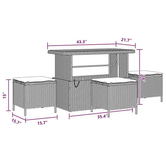 Salon de jardin 13 places acacia et polyrotin modulable pour extérieur Noir – ComfortXL Outdoor Living - Image 9