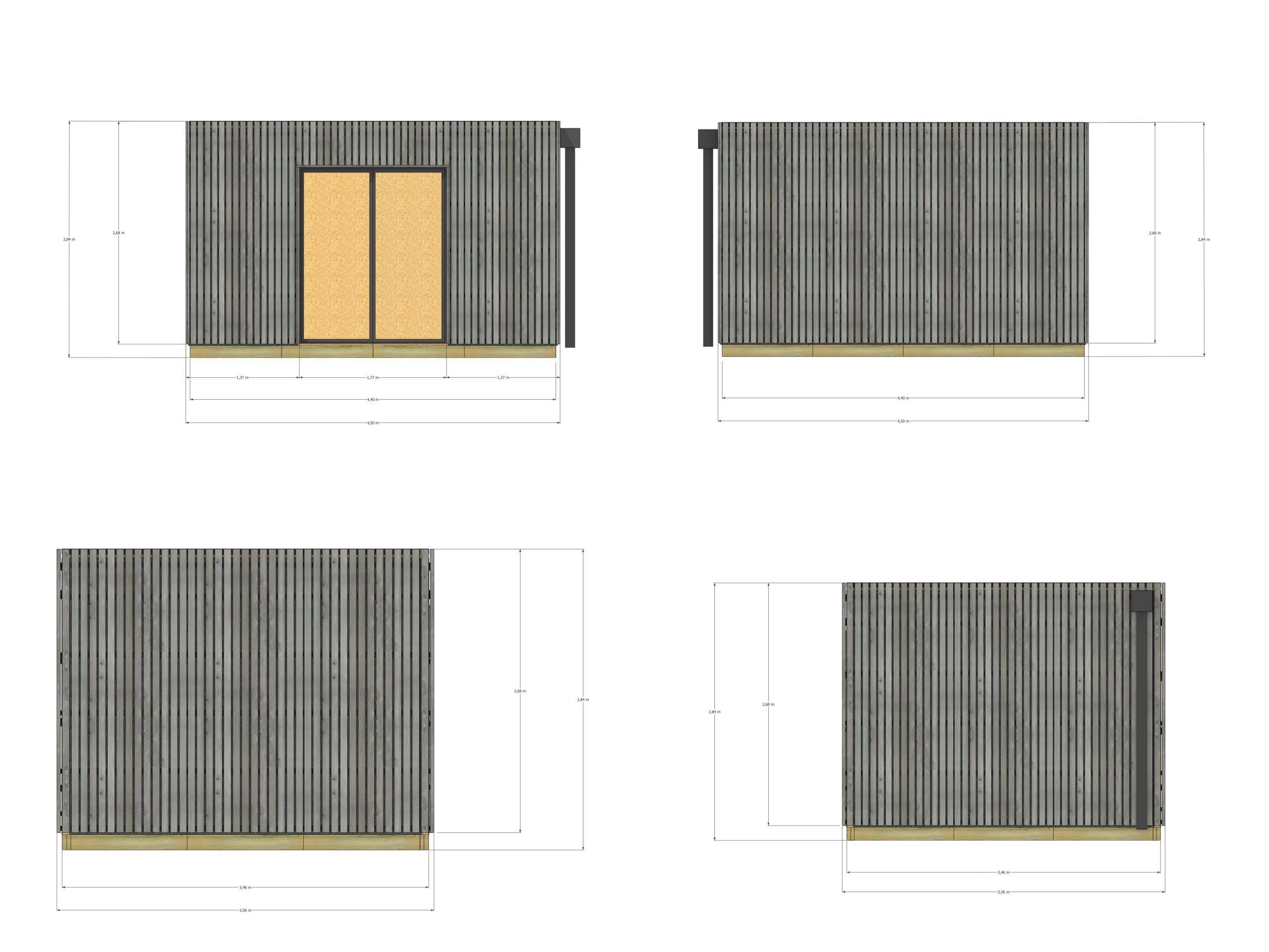 Sans Marque - Studio de jardin locatif en bois 4,4 x 3,5 x 2,7 m avec plancher isolé / menuiseries alu k-line - Imagen 4
