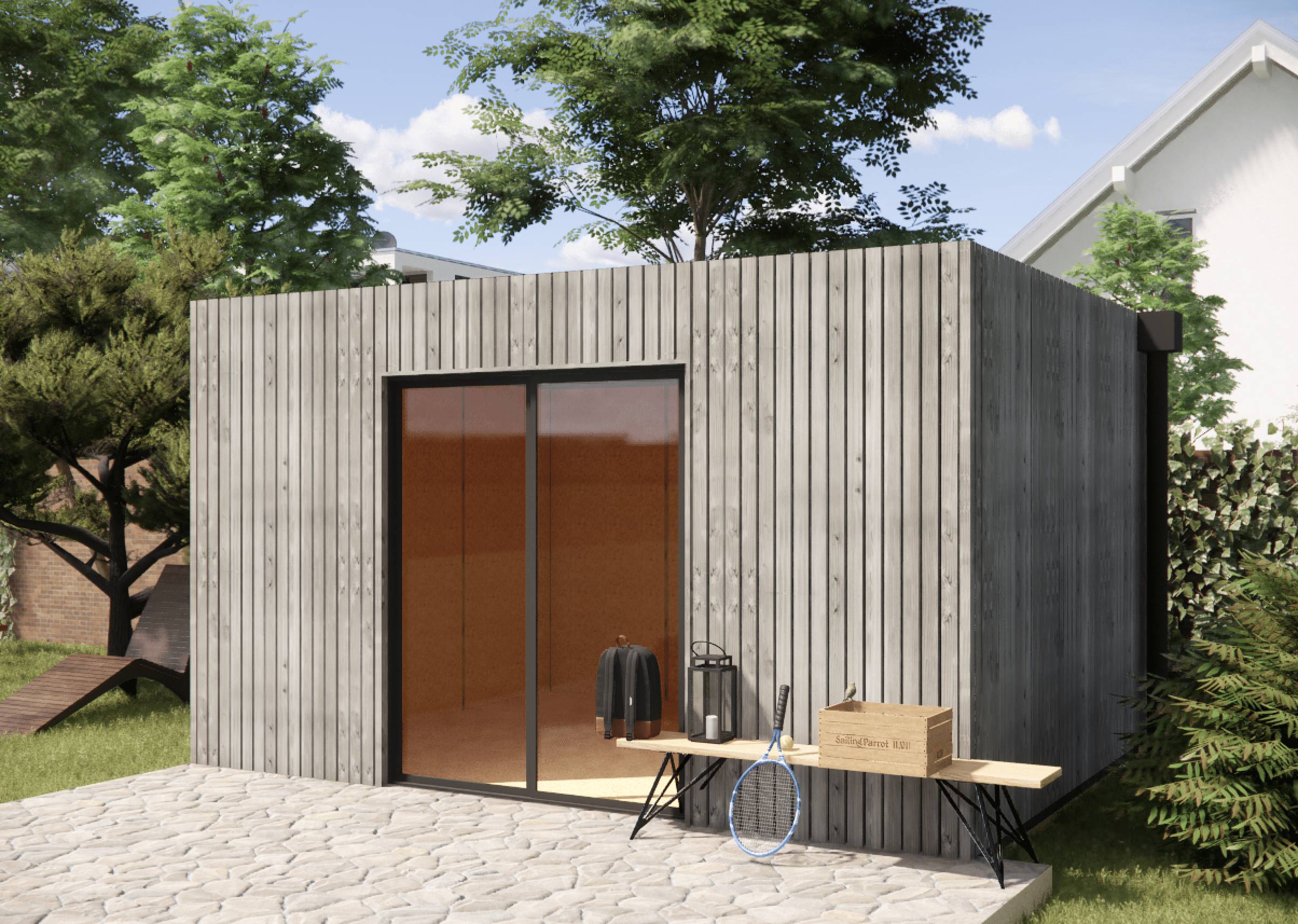 Sans Marque - Studio de jardin locatif en bois 4,4 x 3,5 x 2,7 m avec plancher isolé / menuiseries alu k-line - Imagen 6