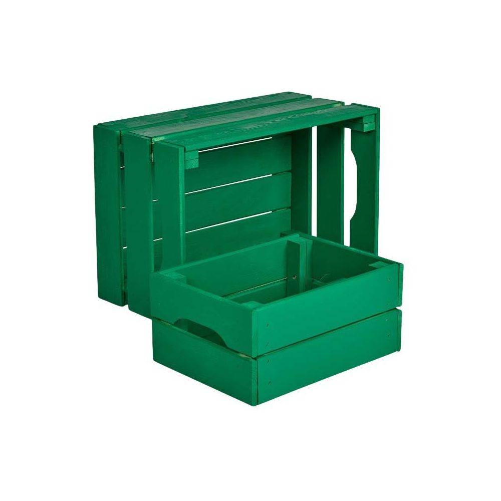 Pinus - Caisse de rangement en pin petit modèle 31 x 23 x 15 cm Vert menthe Pinus - Imagen 2