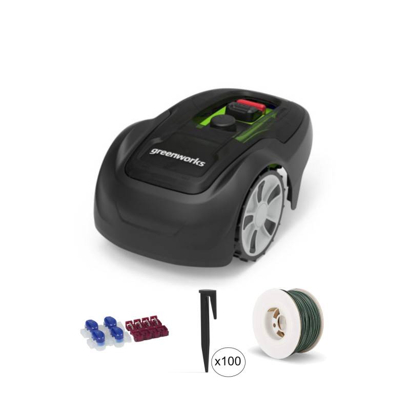 Greenworks - Pack robot tondeuse Optimow 5 GREENWORKS - pour 550m2 - 100m fil, 100 piquets et connecteurs - Image 1