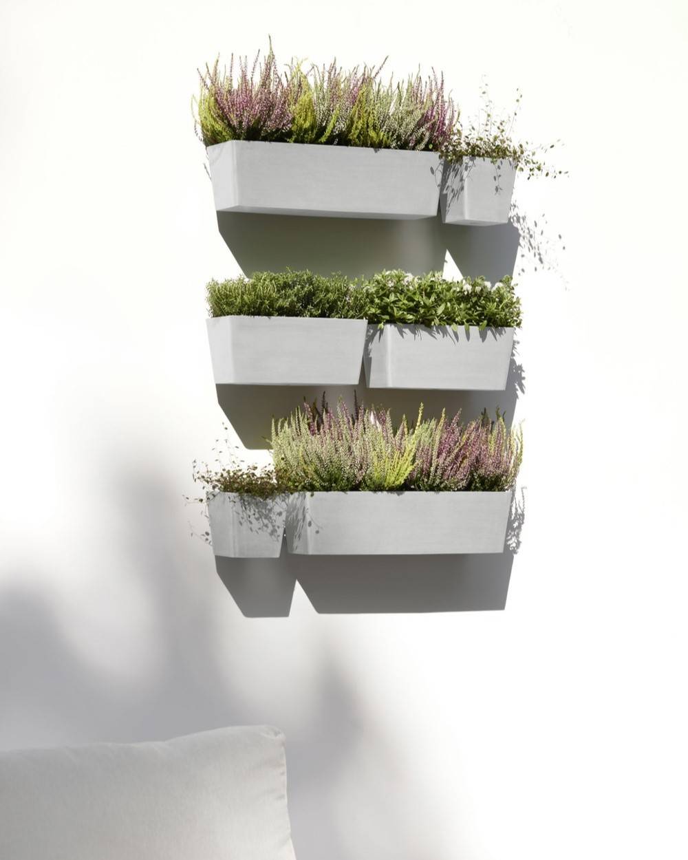 Ecopots - Pot suspension mural Manhattan Wall L Blanc Gris - 55 x 17,2 x H. 15 cm - 9,2 L ECOPOTS - Imagen 4