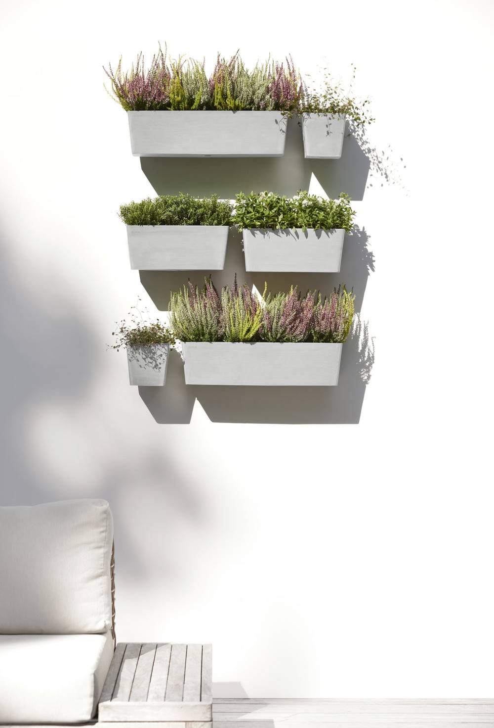 Ecopots - Pot suspension mural Manhattan Wall L Blanc Gris - 55 x 17,2 x H. 15 cm - 9,2 L ECOPOTS - Imagen 5