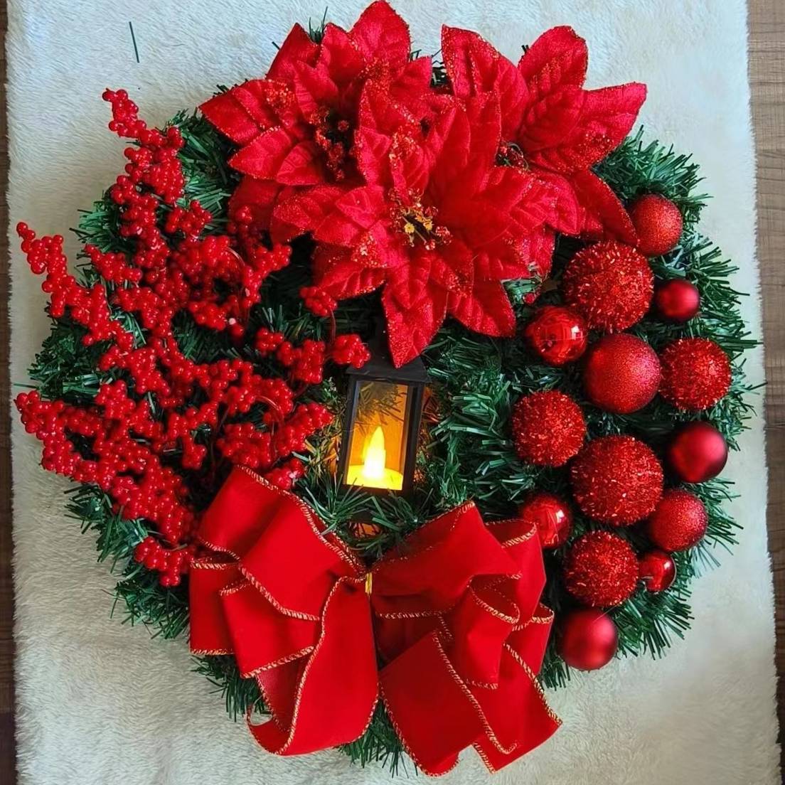 Couronne de noël pour scène de la nativité de 40cm, décorations de noël, guirlande de noël artificielle, fournitures de fête de noël - Image 1