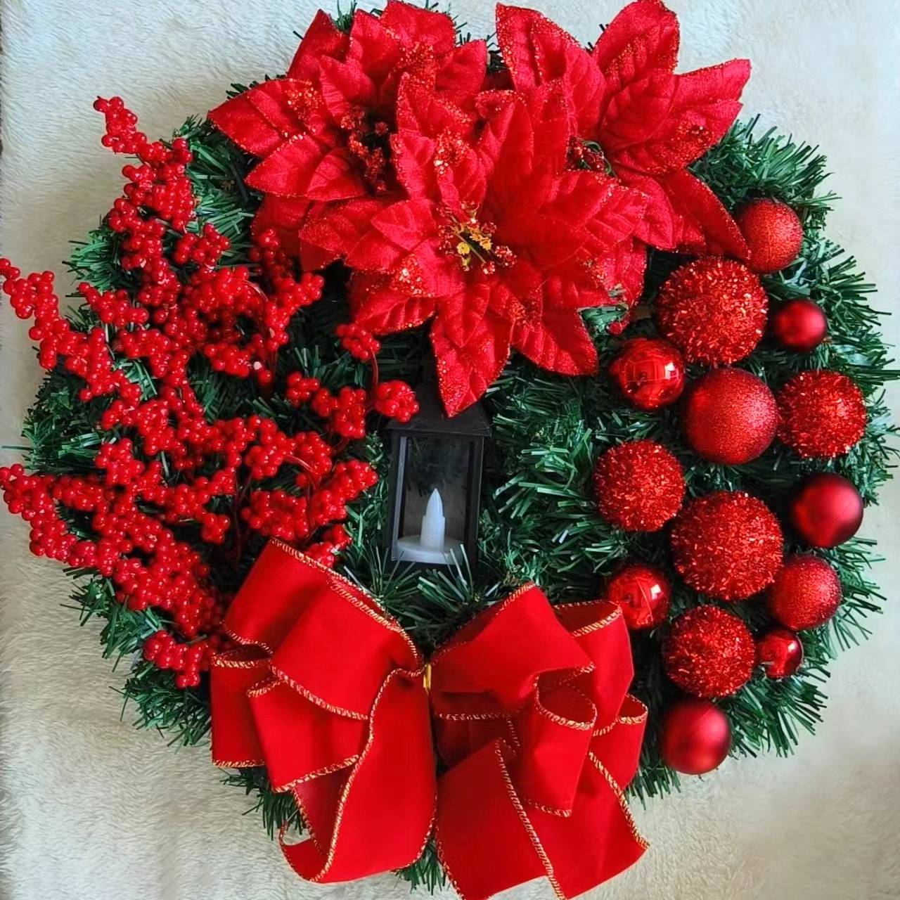 Couronne de noël pour scène de la nativité de 40cm, décorations de noël, guirlande de noël artificielle, fournitures de fête de noël - Image 2