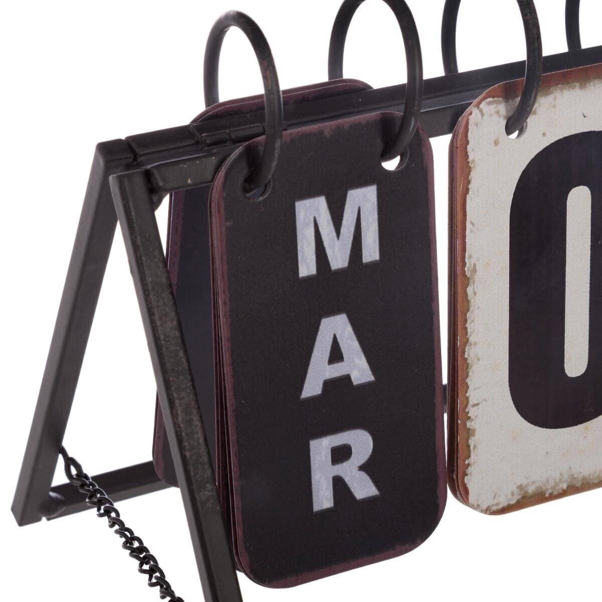 Calendrier Vintage en Métal "Perpétuel" 27cm Noir - Image 3