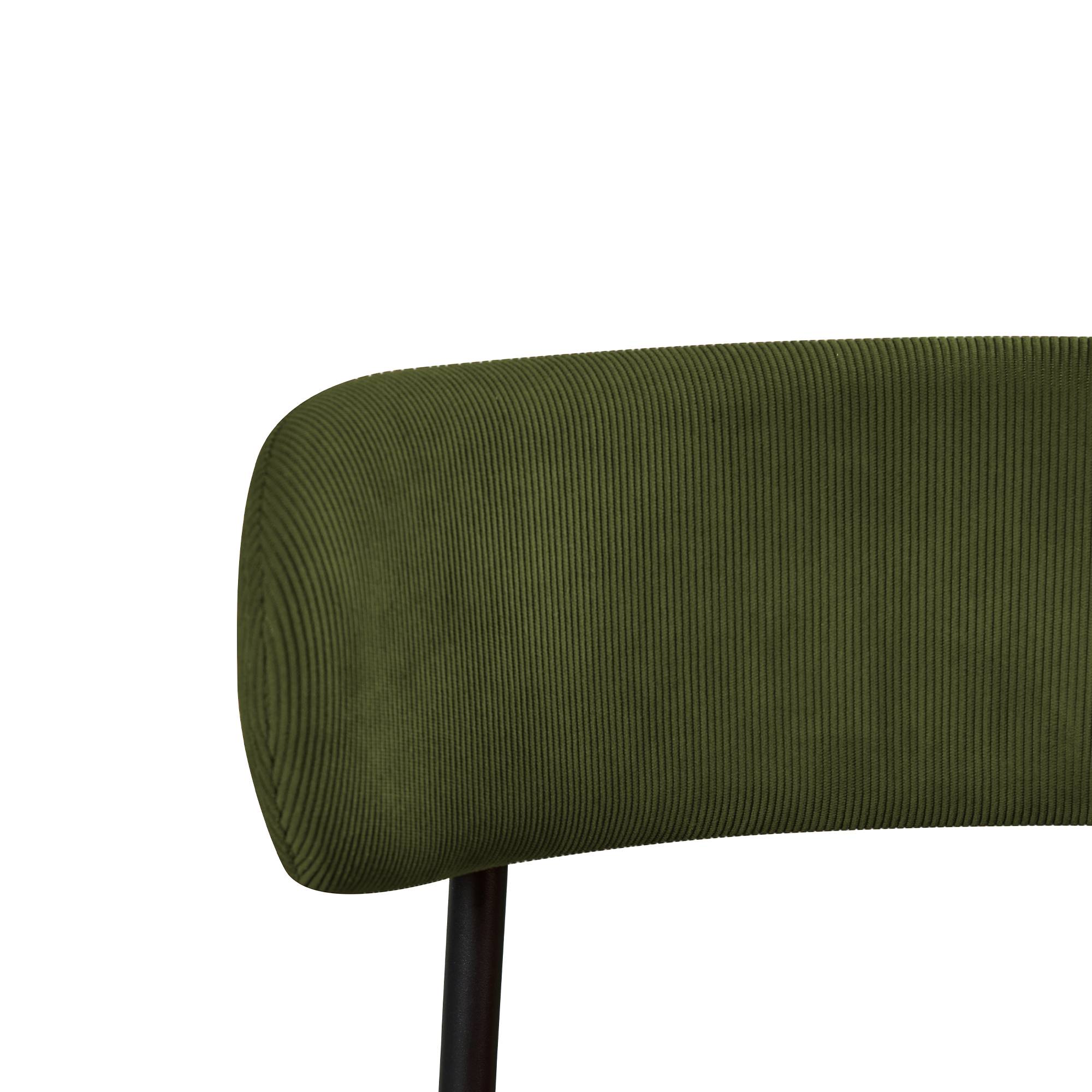 Sicaan Lot de 4 chaises rembourrées velours côtelé kaki et pieds métal noir IRIS - Image 8