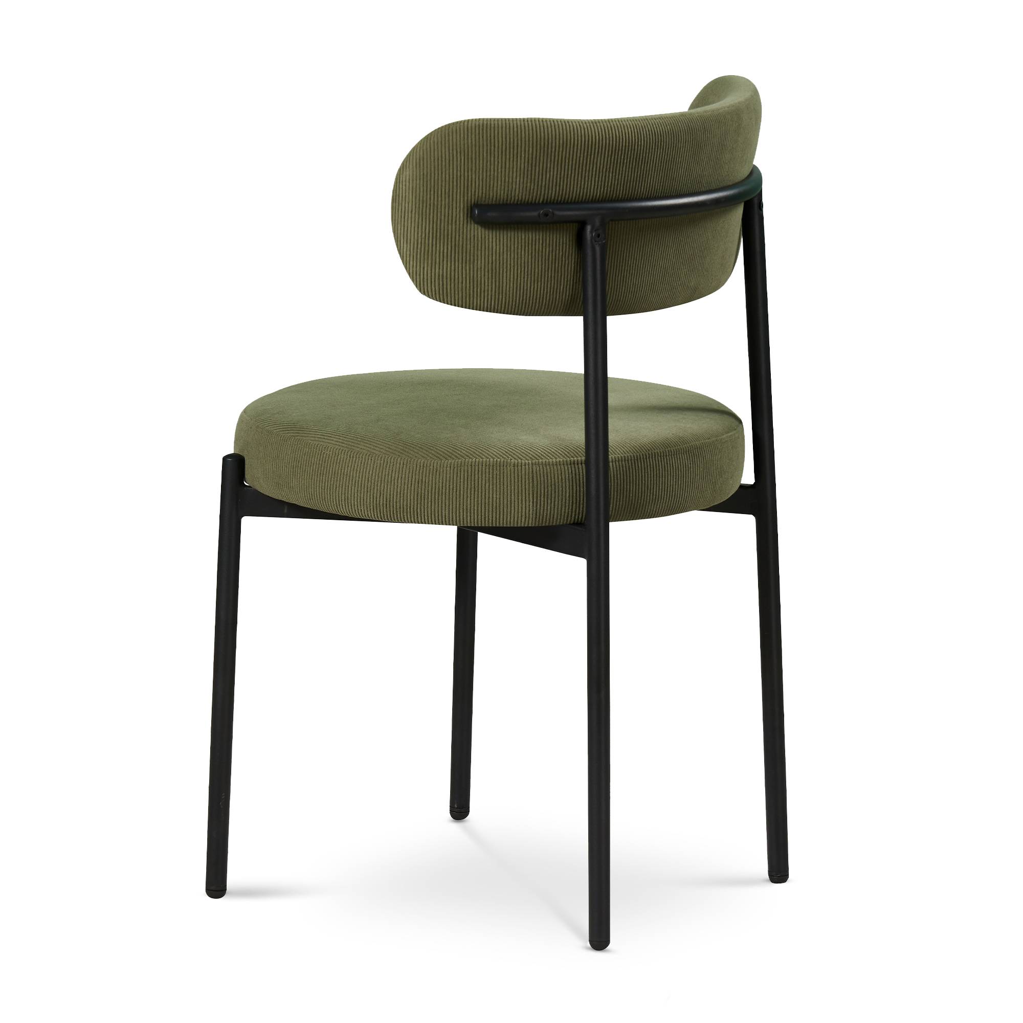 Sicaan Lot de 4 chaises rembourrées velours côtelé kaki et pieds métal noir IRIS - Image 6