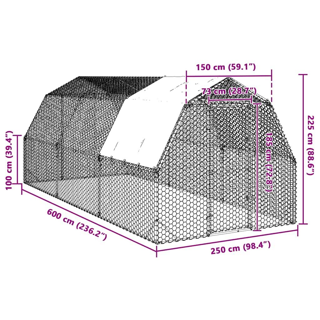 Vidaxl - Poulailler avec toit 2,5x6x2,25 m acier galvanisé vidaXL 3328527 - Image 3