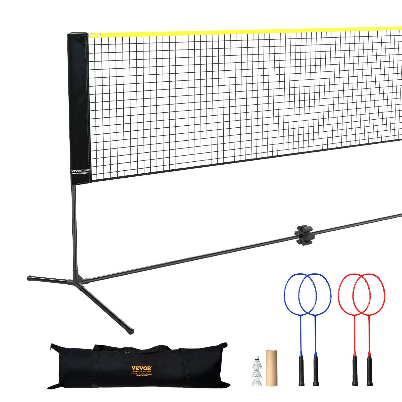 Vevor - VEVOR Filet multisports portable 6,06 m pour badminton, tennis et volley, hauteur réglable, accessoires inclus. - Image 1